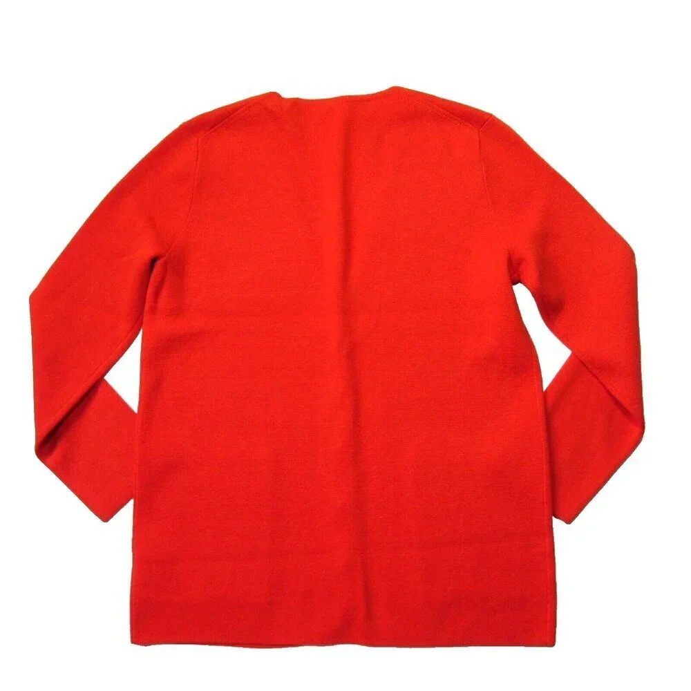 NWT J.Crew Giselle V-neck Sweater-Blazer in Bold Red Orange Knit Cardigan XXL